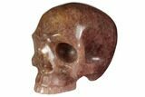 Realistic, Carved Strawberry Quartz Crystal Skull #150995-2